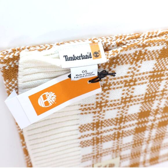 Timberland Buffalo Plaid Winter Scarf - Brown/Cream - NWT - Picture 4 of 8